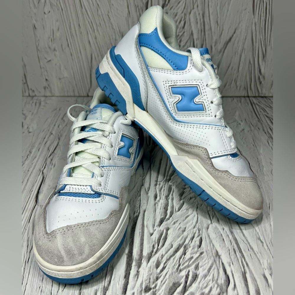 New Balance 550 BB550LSB Mens 6 White Leather Lifestyle Sneakers Shoes Pre Owned